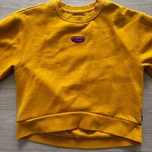 Vans Mustard Yellow Cropped Sweatshirt with Pink Logo